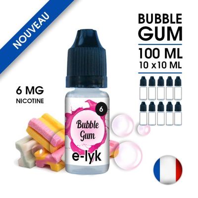 E-liquide saveur Bubble Gum 100 ml en 6 mg de nicotine - 10 x 10 ml - marque E-lyk - Cdiscount Au quotidien E-liquide saveur Bubble Gum 100 ml en 6 mg de nicotine - 10 x 10 ml - marque E-lyk - Cdiscount Au quotidien