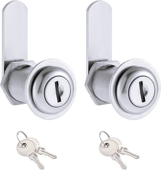 Lot De 2 Serrures à Poignée En T Avec 4 Clés - Pour Camion, Caravane, Armoire, Garage - Chrome - 4
