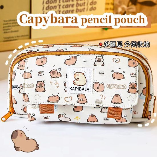 Trousse à Crayons Capybara Multicouche Grande Capacité Avec Porte-Clés Et Broche - Modèle Faw XM