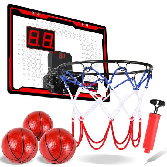 Panier De Basket Enfant Pour Porte/mur - Ensemble Complet Avec Ballons, Pompe, Filet - Jeu D'intérieur Et Extérieur - Cadeau Sportif