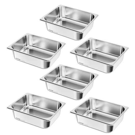 Bac Gastronorme GN 1/2 Inox 6 Pièces - Récipient Restauration 6 L, Antiadhésif, Pour Bain-marie Et Buffet