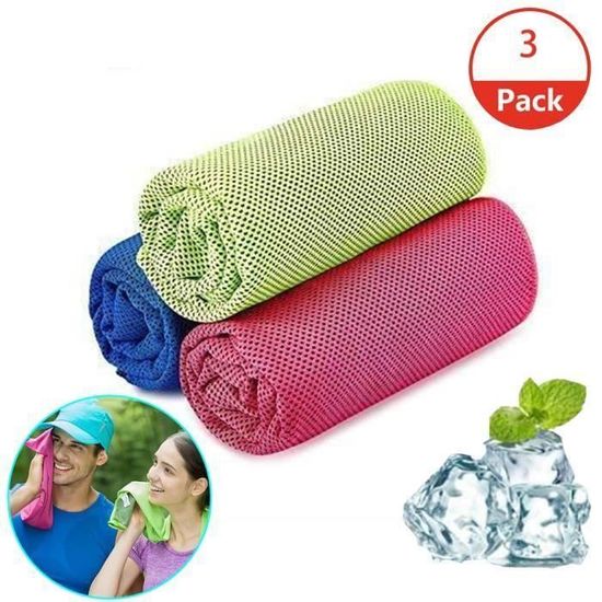3 Serviettes Rafraîchissantes Sport En Polyester - Séchage Rapide, Avec Manchon Silicone - Pour Fitness, Running, Plein Air - 8