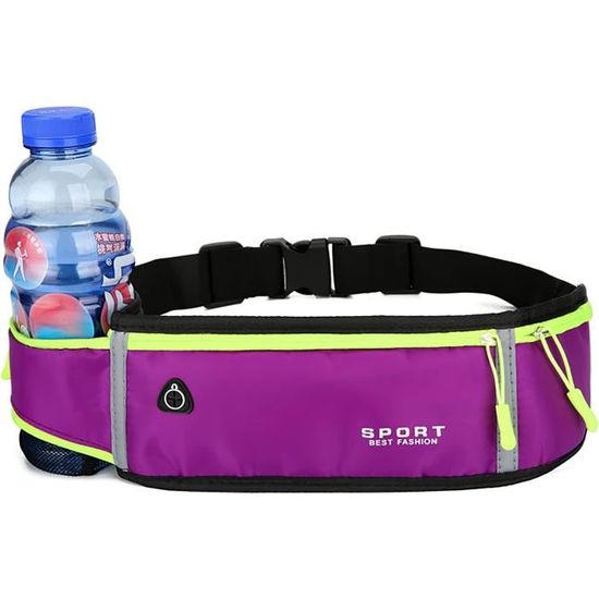 Wiserset Sac Banane Homme Femme 6 Poches + Porte-Bouteille - Nylon 900D Imperméable, Randonnée, Jogging, Chien, Voyage, Course, Gris