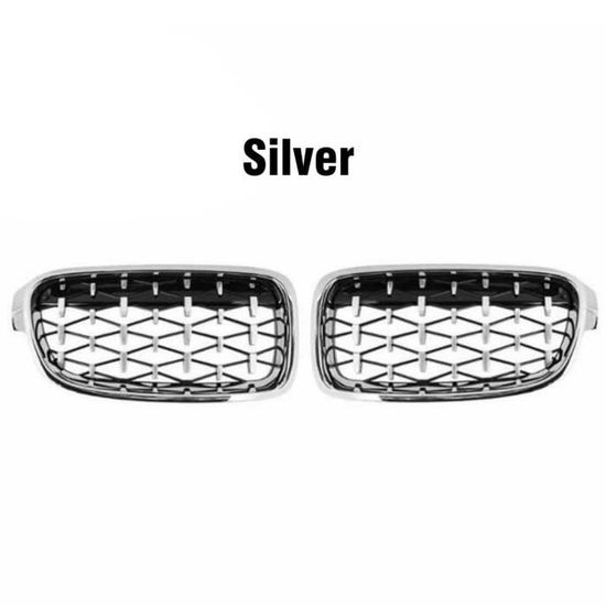 HZTWFC Une Paire Diamant Noir Argent Grille De Voiture Grille Avant