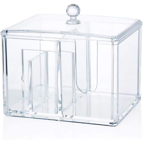Pot De Rangement Transparent Hermétique Pour Boules De Coton & Coton-Tiges - Salle De Bain