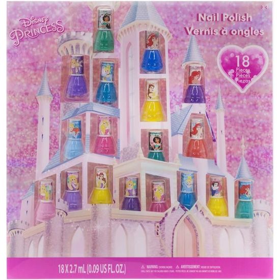 18 couleurs Townley Girl Vernis à ongles pelable super brillant de princesses Disney présente un ensemble de luxe pour filles 