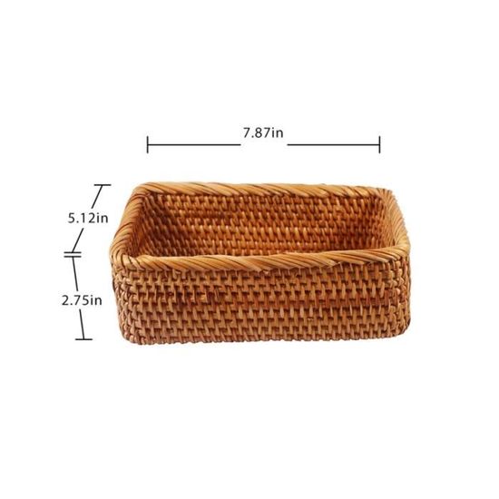Plateau En Rotin Tissé Main - Panier De Rangement Pour Table - Multifonction Déco Naturelle (Taille S)