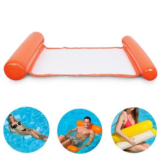 Hamac Gonflable - Flotteur Piscine 4-en-1 - Chaise Longue Aquatique - Matelas Pneumatique - Pour Adultes Et Enfants - Orange - Charge Max 200 Kg