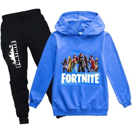 FORTNITE Gar on Unisexe 3D Pull Enfants Sweat Surv tements V tements Capuche Bleu