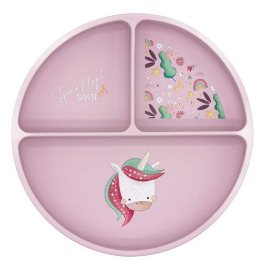 Chicco Plat à Compartiments en Silicone avec Ventouse 12 Mois et - Couleur : Rose
