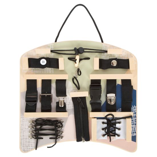 Tableau D'activités En Bois Pour Enfant - Apprentissage Fermeture éclair, Lacets, Boutons - Jeu éducatif Motricité Fine 3 Ans Et Plus - Pour Maison Et Voyage - 10