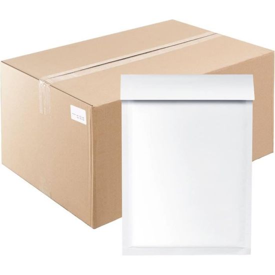 Enveloppes à Bulles PRO+ – Lot De 100, Format A/1 (90x165 Mm Intérieur), Papier Kraft Blanc, Bulles 10 Mm