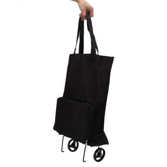 NO.8008-Le Noir Chariot Pliable Sac à Provisions à Roulettes