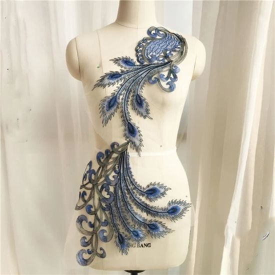 NICENEEDED Applique Dentelle Fleurs Dorée Perlée – Patch Broderie 29x35 Cm Pour Robe, Veste, Sac, Customisation DIY Luxe