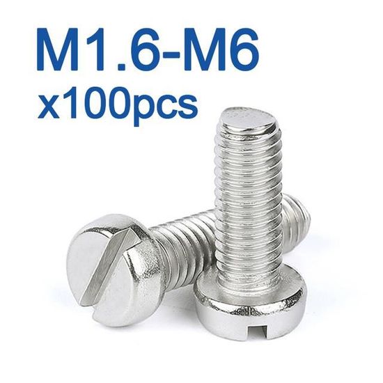 VISSERIE,M5-25mm x100pcs--Boulon À Tête Fendue En Acier Inoxydable 100 ...