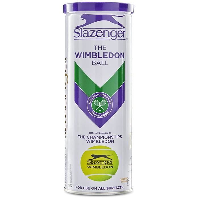 Balles De Tennis Slazenger Wimbledon Tube De 4 - Technologie HydroGuard Anti-Eau, Visibilité Ultra, Performances Durables
