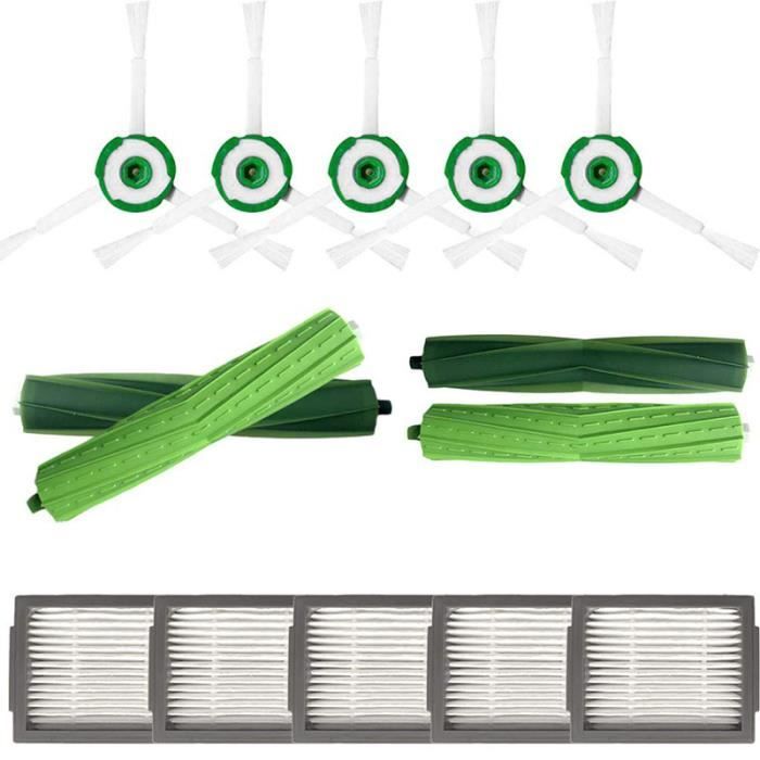 2+5+5 Pc Brosse Latérale et Filtres Hepa et Brosse à Soies Brush Aspirateur pour iRobot Roomba i7 + / i7 Plus E5 E6 E7