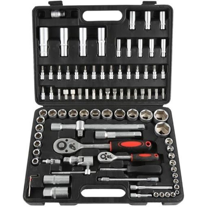 94 pcs Coffret clé à douilles mallette à cliquet Outils réparation