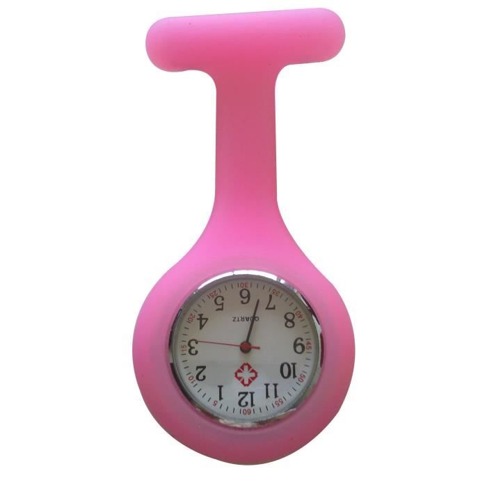 Montre infirmiere silicone ronde rose