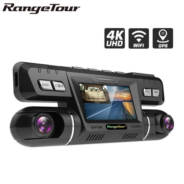 Caméra 170 Degrés Dash Cam 4K WiFi GPS Range Tour + Carte 128G - Double Lentille, Full HD 2X1080P, Voiture DVR, camion, taxi, sprint