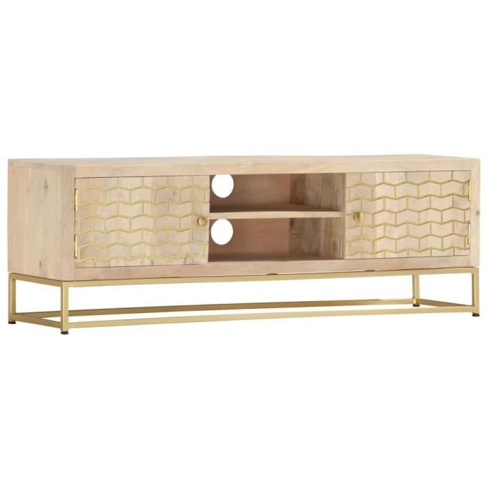 Meuble TV Doré 120 x 30 x 40 cm Bois massif de manguier 104430