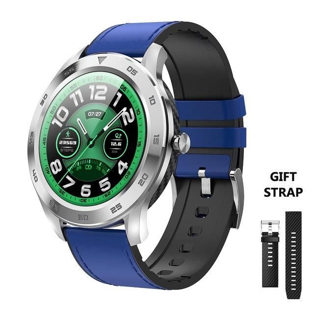 Blue Nouveau DT98 montre intelligente IP68 étanche 1.3 plein écran rond HD détection ECG multi cadrans Smartwatch Fitness Tracker ho
