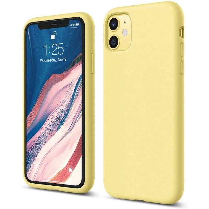 Coque Silicone Compatible avec Apple iPhone 11 (6.1“) Raised Lip pour Écran & Caméra, Protection Complète du Corps, (Jaune)