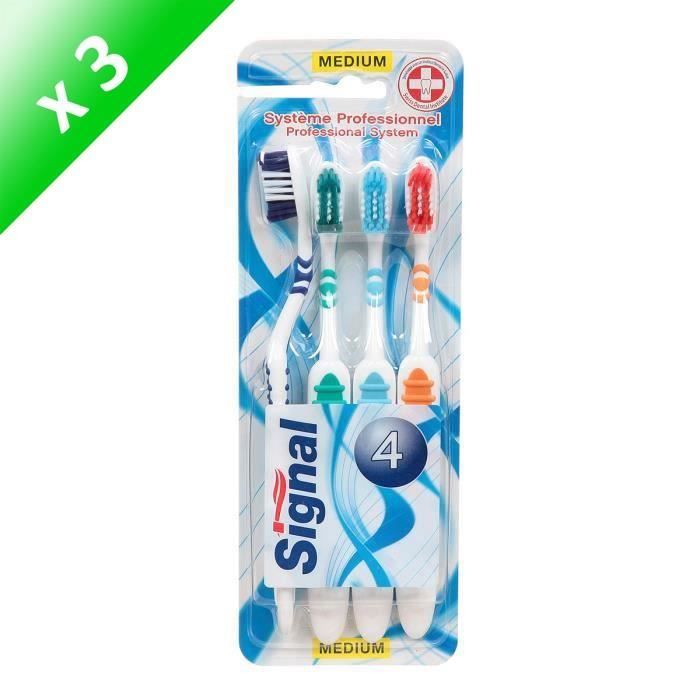 SIGNAL Brosses à dents Quadripack système pro - Medium - Lot de 4 x 3