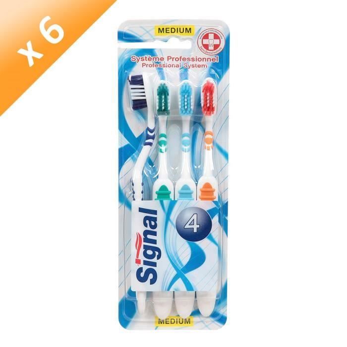 SIGNAL Brosses à dents Quadripack système pro - Medium - Lot de 4 x 6