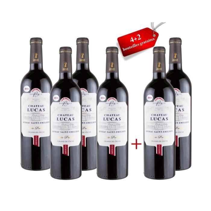 Grand de Lucas - AOC Lussac Saint-Emilion 2016 - Grand Vin Rouge de Bordeaux - Château Lucas Cuvée Prestige - 75 cl – 6 bouteilles