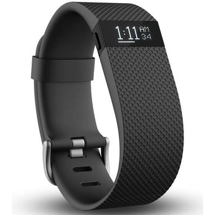 FITBIT CHARGE HR Bracelet connecté pour l'activité et la fréquence cardiaque - Noir - Taille L