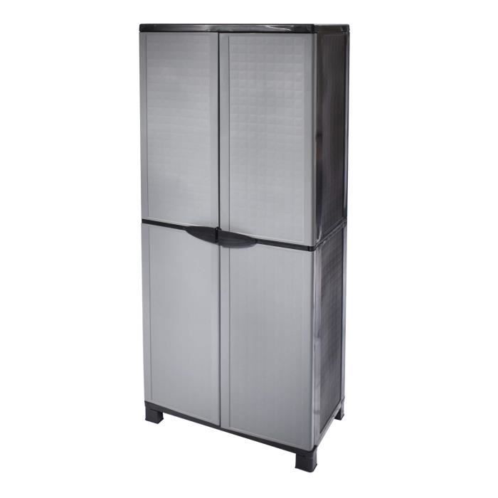 House Collection HSC1703 Armoire haute multi-espaces pour intérieur et extérieur, en résine, 66,5x37x168 cm, gris