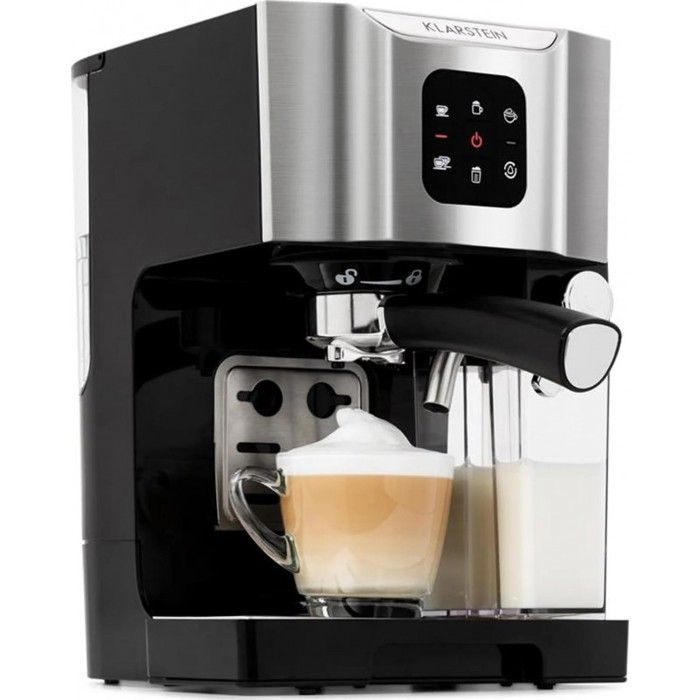 Klarstein BellaVita Machine à café combiné expresso - Réservoir 1,4L - Mousseur de lait 0,4L - Pression 20 Bars - 1450W - gris