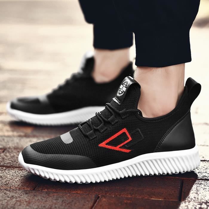 Chaussures de marche légères et respirantes pour hommes, baskets d'entraînement sportives Noir