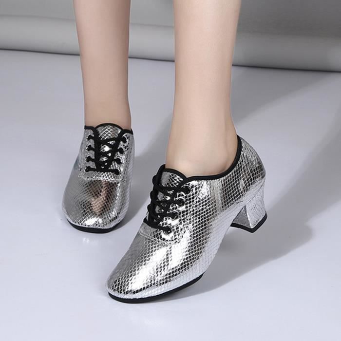 Mode féminine danse Rumba valse bal salle de bal latine Salsa chaussures de danse sandales argent jiaodezmc