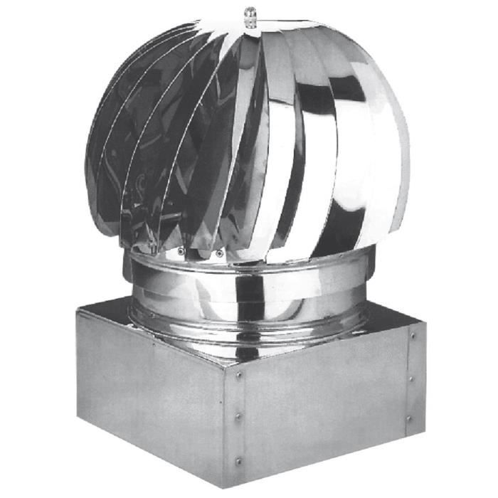 Aspire-fumées rotatif pied en tôle galvanisée carré 37x37cm conduit de cheminée