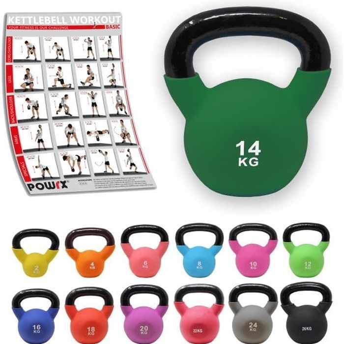 Kettlebell néoprène coloré Poids: 14 kg (Grün)