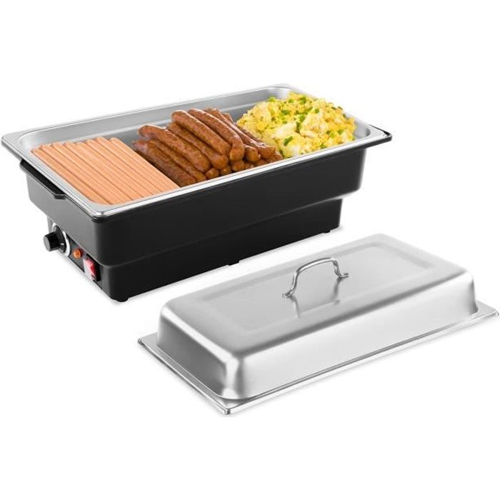 Chauffe-plat électrique Pro Bain-Marie Réchaud pour buffet Incl Récipient GN 1/1 Inox 133L 900W Royal Catering RCCD-1/1-100-KS-E