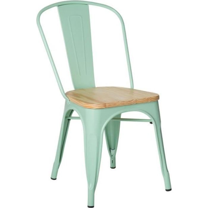 SKLUM - Chaise LIX en acier et assise bois naturel - Vert Menthe
