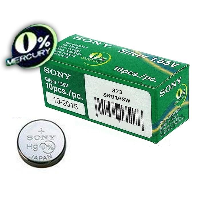 1x Sony Pile de Montre 0% Mercure, 373 (SR916SW)