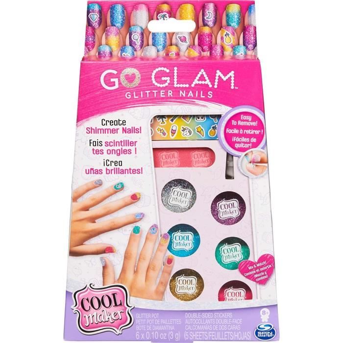 COOL MAKER - MANUCURE Go Glam Glitter Nails - Ongles à Paillettes et Autocollants - Loisirs Créatifs - 6059916 - Jouet Enfant 8 Ans