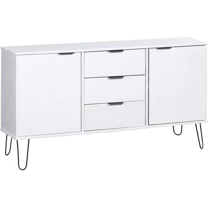 vidaXL Buffet New York Range Blanc Bois de pin massif