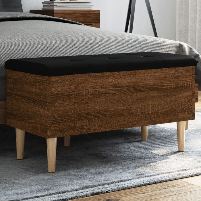 Banc De Rangement Chêne Marron 82x42x45 Cm Bois D Ingénierie
