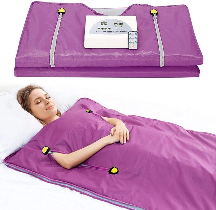 Couverture Sauna Infrarouge,2 Zones Far Infrared Sauna Blanket Professionnel,Portatif Couverture