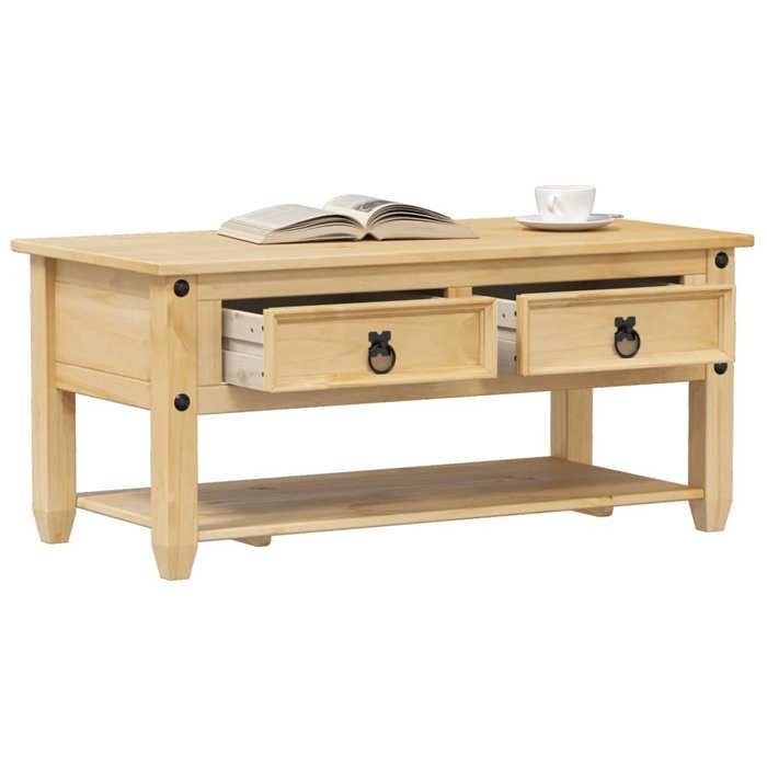 vidaXL Table basse avec tiroirs Corona 100x48x45 cm bois de pin massif table dappoint table de salon table daccent 4002773