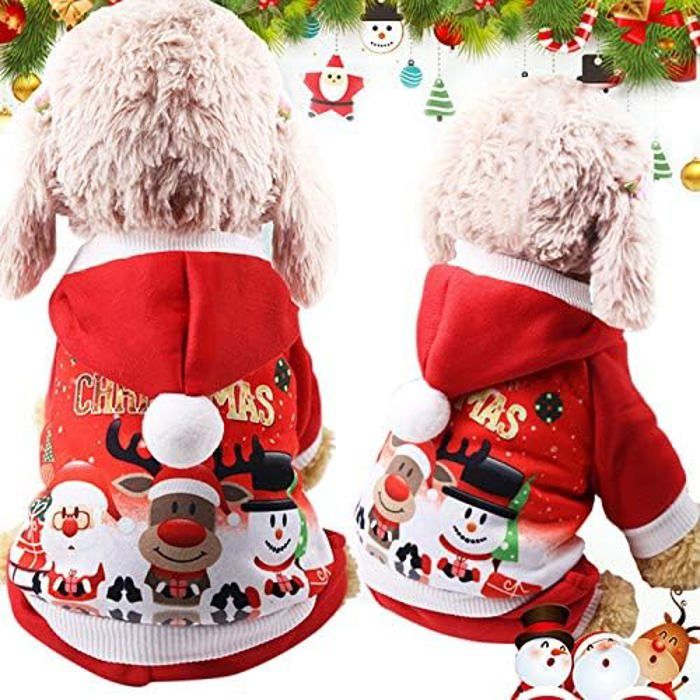 Sweat à capuche pour chien et chat manteau chaud pour animaux de compagnie automne et hiver vêtements de Noël en coton avec