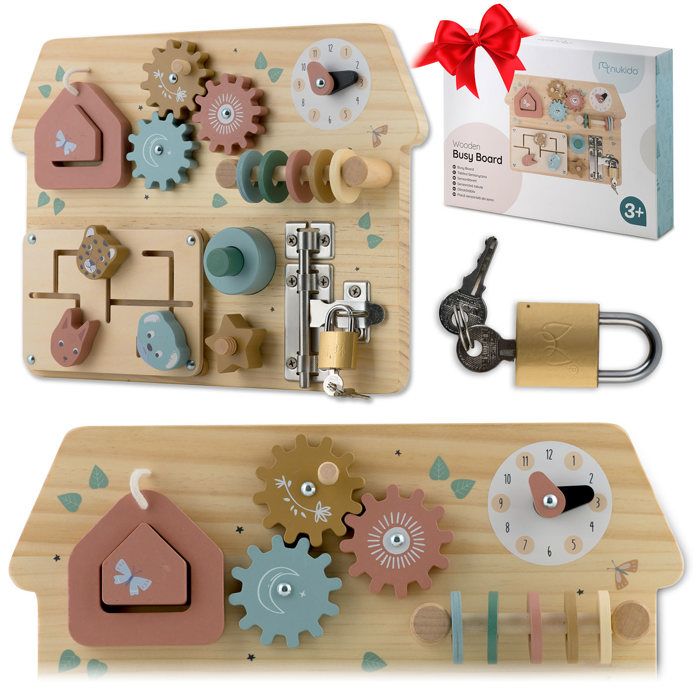 Tableau sensoriel en bois - JANSHOP - NK-859 - Développement de la motricité fine - Stimulation sensorielle