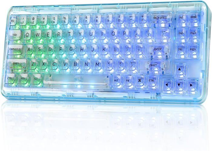 X71 Clavier Mécanique Transparent Avec Touches TransparentesBt5.0/2.4G/Usb-C Clavier De Jeu Filaire 68% LayoutClavier De Jeu San