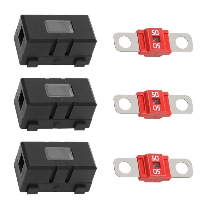 4 Porte-fusibles MIDI Avec Fusibles 40A, 50A, 80A – Bornes Incluses – Pour Voiture, Camion, Camping-car