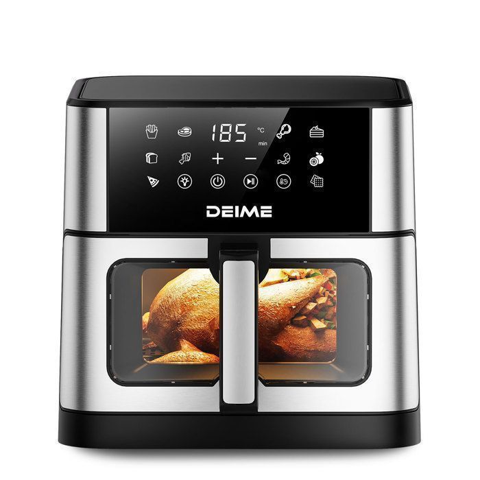DEIME Friteuse à air sans huile 10L Air Fryer 1800 W avec 10 Préprogrammes Écran Tactile LED Fenêtre Transparente - Deime
